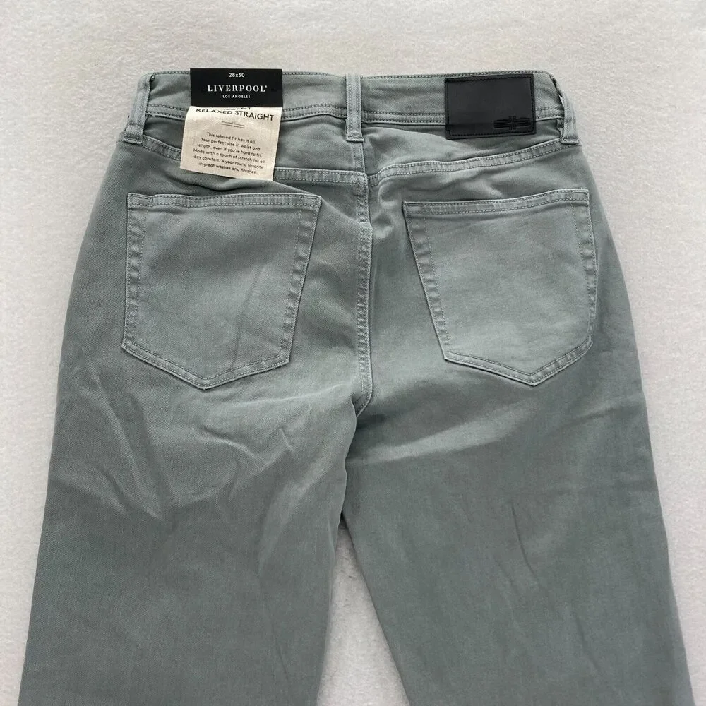 Liverpool Regent Relaxed Straight 5 Pocket Pants Mens 28x30 Gray Stretch Chino